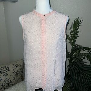 Liz Claiborne Pretty Pink Sheer Polka Dot Sleeveless Blouse Size S